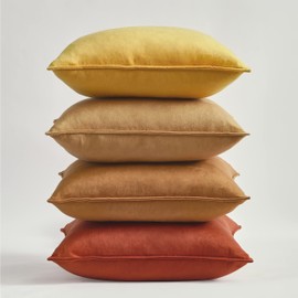 Topfinel Cushion Cover 17.7 x 17.7 inches (45 x 45 cm), Set of 4, Gradation, Stylish, Nordic, Velvet, Washable, Solid, Yellow
