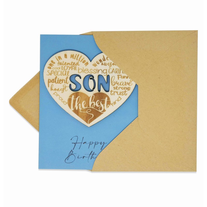 Birthday Card for Your Son with a Special Wooden Keepsake