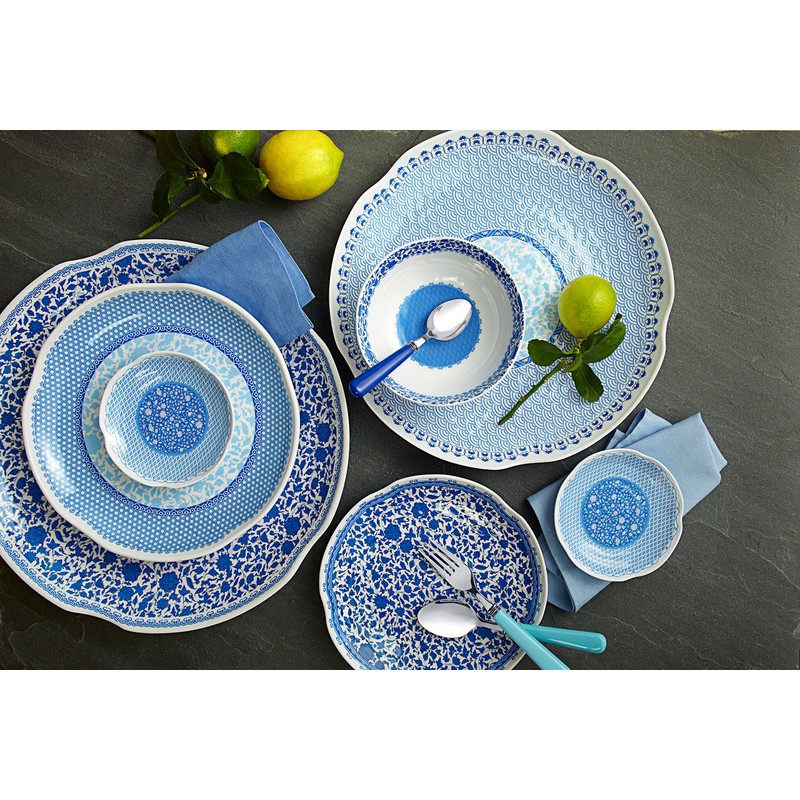 Q Squared Heritage BPA-Free Melamine Large Serving Platter, 16-Inches, Blue