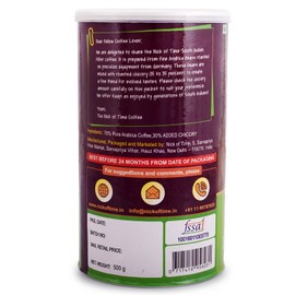Nick of Time Traditional South Indian Chicory Filter Coffee Powder (70:30 Coffee Chicory Ratio) 100% Arabica AA Grade Dark Roast | Balanced Flavor & Aroma (500g|17.63 oz)