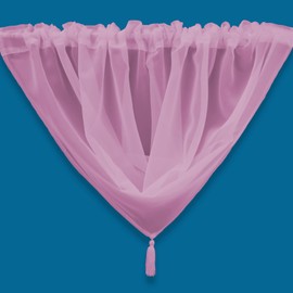 Plain Tasseled Voile Swags Net Curtains Voile Swag Valance Pelmet (Blush)