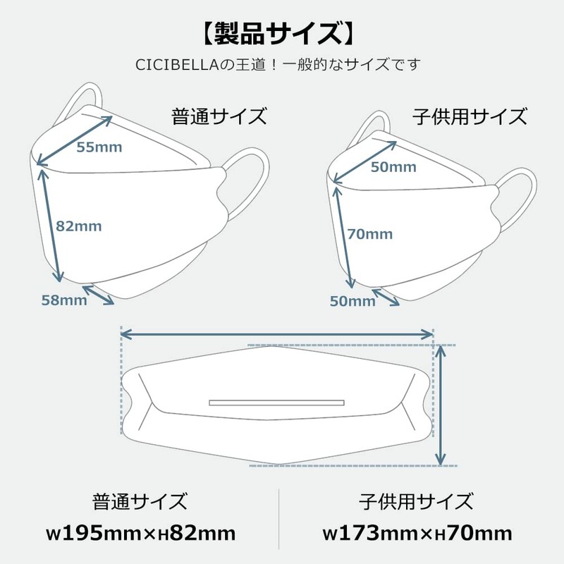 [Bijoubox] マスク バイカラー 立体 小さめ 不織布 使い捨て マスク 立体マスク 小顔