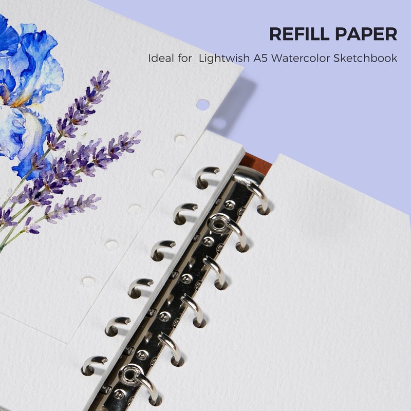 Lightwish Watercolor Paper Refill, 2 Pack 40 Sheets Total -