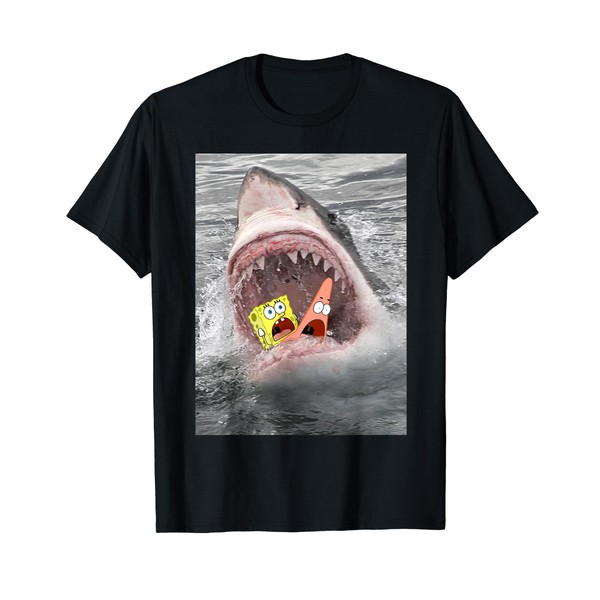 Spongebob SquarePants Shark Attack Humorous T-Shirt T-Shirt