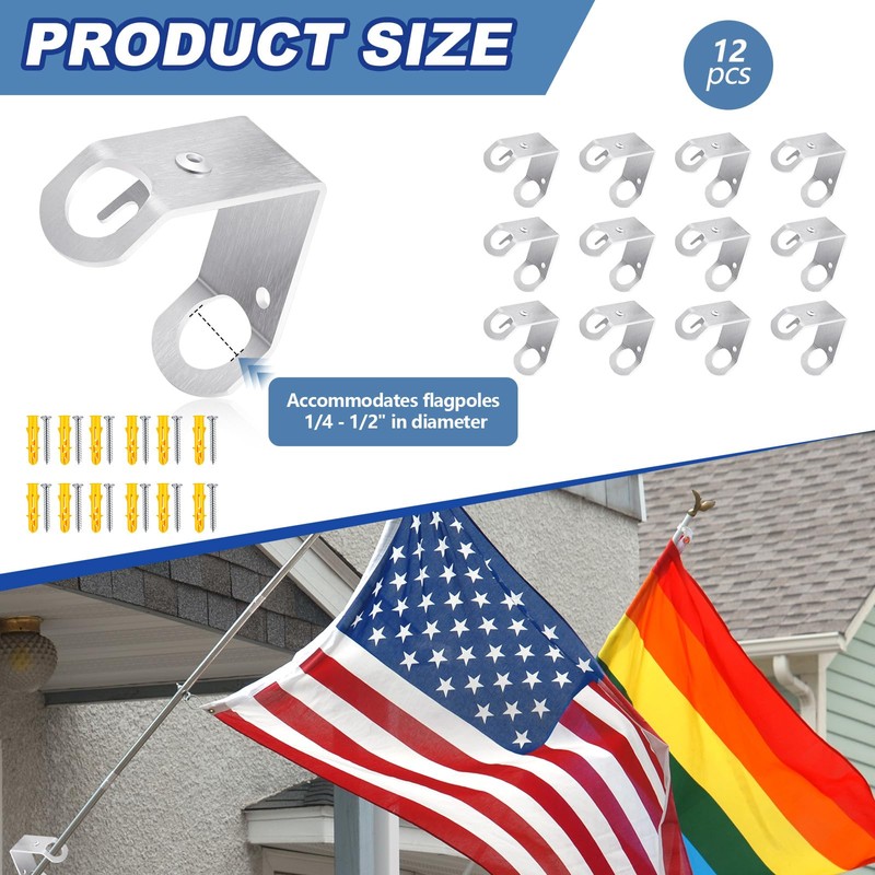 Therwen 12 Pcs Classroom Mounting Brackets Classroom Flag Wall Bracket