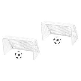 Toyvian Set of 2 Mini Soccer Goals Mini Sports Balls Miniature Soccer Door Soccer Goals Mini Model Dollhouse Mini Soccer Door White Positive Glue Iron Aquarium