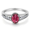 Gem Stone King 925 Sterling Silver Pink Tourmaline and White