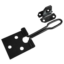 Keypak Wire Hasp and Staple Security Lock Set, 75mm-100mm, Weather Resistant, Black and Zinc Plated (Black, (L)100mm)