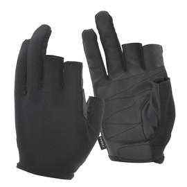 Otafuku Gloves FB-62 Faux Leather Gloves Hoover [Synthetic Leather Upper Stretch Material, Short Length, 3 Finger Out] Black L