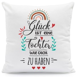 GRAVURZEILE Cushion with Saying "Glück ist jemanden wie Dich zu haben - Gift for Family Friends for Birthday Christmas Size with Filling, Colour Daughter