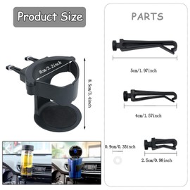 Yharnamite 2 Pcs Car Cup Holder, Adjustable Air Vent Cup Bottle Mount, Universal Multifunction Car Drink Holder, Black ABS, Fits Most Vehicles