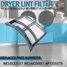 Dryer Lint Filter Trap Screen Fit for GE Clothes Dryer, Dryer Lint Strainer Replaces WE16X32537 WE16X29597 AP7205579