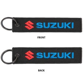 NEW GENUINE OEM SUZUKI LOGO WOVEN KEY CHAIN WHITE BLACK 990A0-19089-010