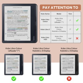 Case Compatible with Kobo Libra Colour(2024) and Kobo Libra 2(2021) e-Reader, Includes a Screen Protector - Premium PU Leather Cover with Auto Sleep/Wake