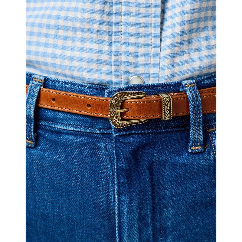 Wrangler Women's Thin Western Belt, Cognac
