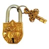 Purpledip Handmade Brass Antique Padlock with Sri Krishna (10013)