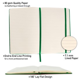 Simply Genius A5 Notebooks for Work, Travel, Business, School & More - College Ruled Notebook - Hardcover Journals for Women & Men - Lined Books with 192 pages, 5.7" x 8.4"(Green, 4 Pack)