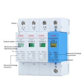 YCS6-C 3P+NPE AC 20KA-40KA 385V SPD House Surge Protector Protection Protective Low-Voltage Arrester Device (Color : 3P NPE, Size : 20-40kA)