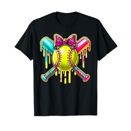 Softball Girl Drip for Ice Cream Lover Drip Softball Bat T-Shirt