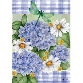 Dragonfly and Hydrangea Spring House Flag 40" x 28" Briarwood Lane