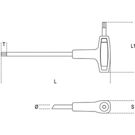 Beta 960940 Model 96 T5 Offset Hexagon Key with High Torque Handle, 5 mm Size