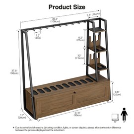 Giluta Gun Rack, Wooden Gun Display Stand with Pistol Rack, Gun Rack Storage Display Floor Standing Shotgun Rack for Home or Garage, Holds up to 10 Long Guns and 4 Handguns