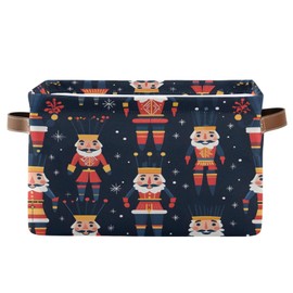 Large Storage Basket Christmas Nutcracker Black Foldable Storage Box Organizer Bins with Handles for Bedroom Home Office