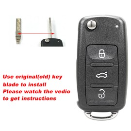 Volkswagen Key Fob Case with Steel Pin Removal Tool Needle File for VW Jetta Golf Skoda Transporter Seat Octavia Polo B5 Leon Tiguan Touran Sharan MK6 Scirocco Jetta Passat Bettle (D)