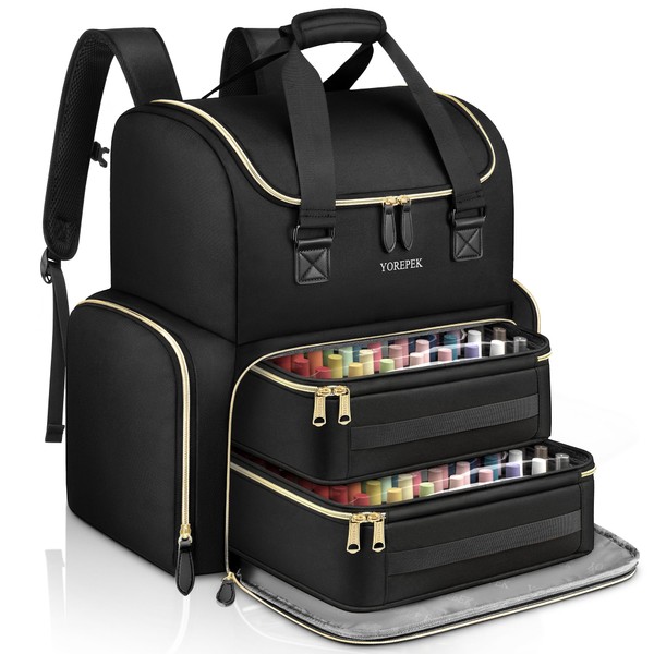 YOREPEK Extra Large Nail Polish Organizer Case Backpack Holds 96