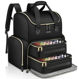 YOREPEK Extra Large Nail Polish Organizer Case Backpack Holds 96 to 100+ Bottles (15ml/0.5 fl.oz) UV Nail Lamp, Nail Storage Organizer with 2 Removable Pouches Fits Nail Stuff, Gift for Grils