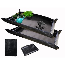 BIUWING 2 PCS Large Repotting Mat for Plant Transplanting and Mess Control, 43" X 29" Thickened Foldable Waterproof Plant Potting Tray, Portable Potting Mat Gardening Tray for House Plants Succulents