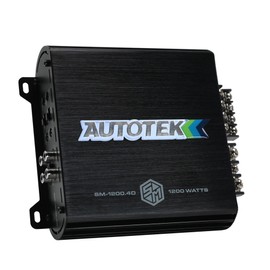 Autotek 1200 Watt 4 Channel Car Audio Amplifier with Bass Knob, High Output Class D Mono Bridged 4 Ohm Stable Input, Street Machine, SM-1200.4D, Black