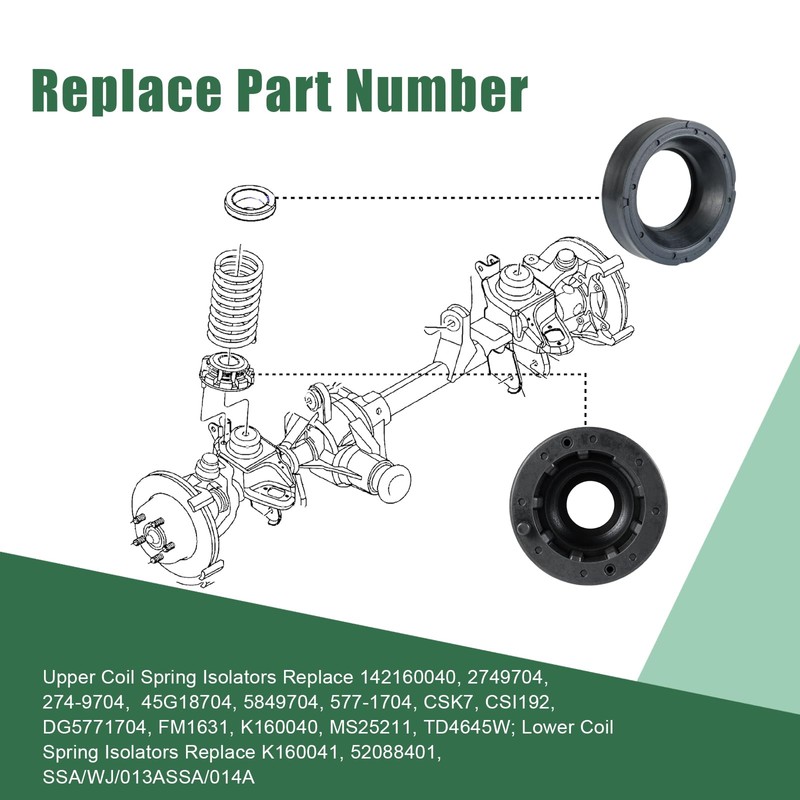 Front Rear Upper & Lower Coil Spring Isolators Kit Fits