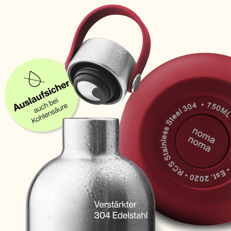 noma noma Stainless Steel Drinking Bottle, Suitable for Carbonated Drinks,
