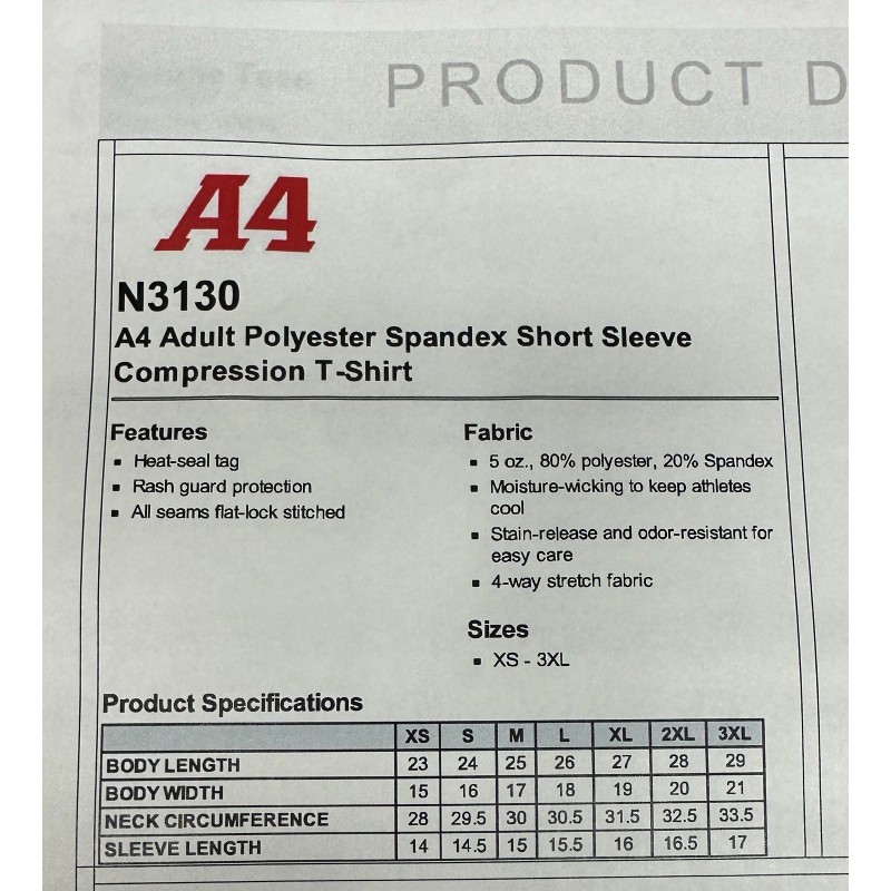 A4 Mens A4 Compression shirts Medium Black