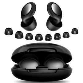 LQIESDD 2025 Ear Plugs for Sleep, 45 dB Noise Cancelling Earplugs, IPX8 Waterproof Reusable Ear Protection for Sleep/Travel/Hearing Protection/Concert, with 8 Tips(S, M, L Size and Dual-Layer Earplug), Black