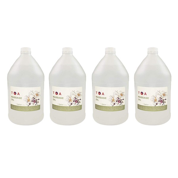 TOA Mineral Oil Body Spa Massage for Therapists Unscented Gallon Bottle (4 Gallons)