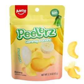 Amos Peelerz Banana Gummies,Peelable Banana Candy,Peeling Fruit Snacks Fat Free, Resealable 2.19oz Bag (Pack of 3)