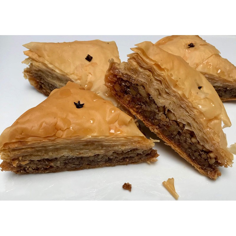 Walnut Baklava Hand Made Traditional Greek Pastry, 4 pieces (about