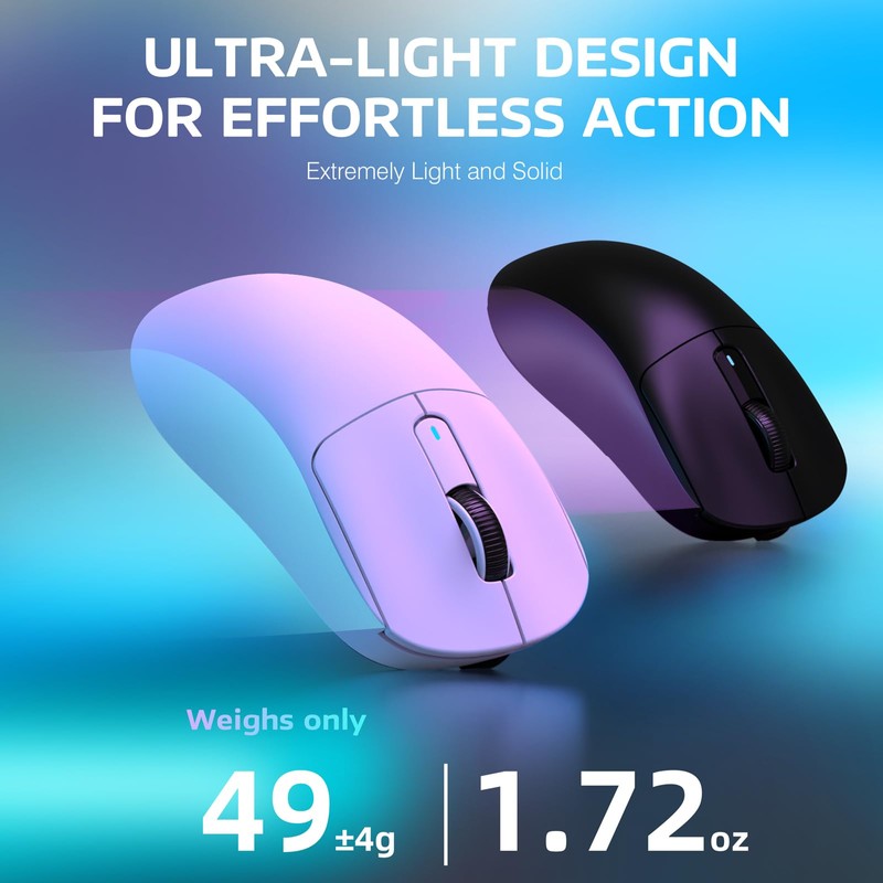 ATTACK SHARK X3 Wireless Gaming Mouse, 49g Ergonomic Computer Mouse,
