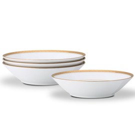 Noritake Charlotta Gold Bowl, Soup, 7 1/2", 12 oz., Set of 4 in White