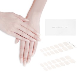 Danni & Toni Semi-Cured Gel Nail Foils (Sand Beige), Neutral Plain Silver Shiny Gel Nail Stickers, Semi-Hardened Nail Foil, Nail Design Wraps, 28 Stickers