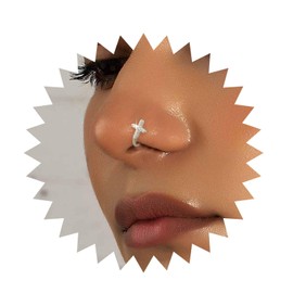 Inateannal Crystal Cross Nose Ring Gold Small Nose Ring Cuff Cross U Shape Clip on the Nose CZ Fake Cross Nose Ring Flexible Nose Ring Stud Earrings Jewellery for Women and Girls, Stainless Steel