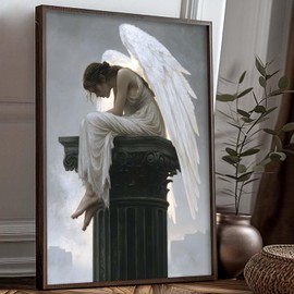 JCSMHVLA Angel Gallery Canvas Wall Art for Living Room Bathroom Bedroom Office Home angel Canvas Painting Wall Decor Angel Wings Pictures Wall Decor for Girl Room Artwork 16x24in No Frame