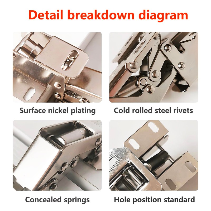 Qrity Cupboard Hinges - 2 Pack, 90 Degree Flap Hinges,