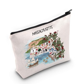 JNIAP Massachusetts Themes Gift Massachusetts Home State Cosmetic Bag Massachusetts Souvenir Gift (Massachusetts Bag)