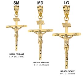 Claddagh Gold - Solid 10k Yellow Gold Catholic Jesus Christ on INRI Crucifix Cross Pendant (1.19")