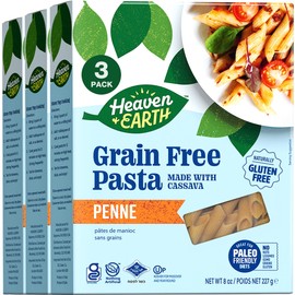 Heaven & Earth Grain Free Pasta, Cassava Penne Pasta, 8oz (3 Pack) | Paleo Pasta | Vegan | Certified Gluten Free | Kosher for Passover