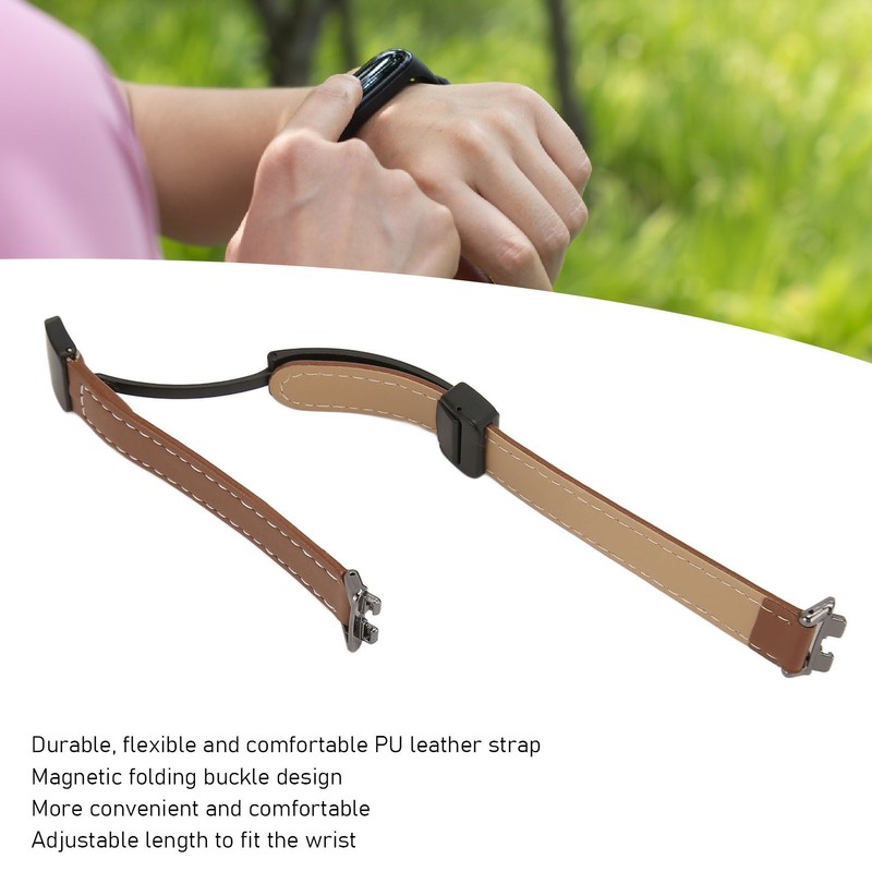 Magnetic Watch Band PU Leather Replacement Unisex Quick Release Wristband