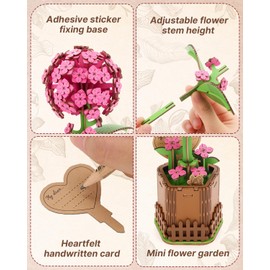 3D Flower Wooden Puzzles for Adults-Hydrangea, DIY Wooden Flowers Model Kit Building Set Crafts to Build, Mother's Day/Botanical Collection/Ideal Creative Gift Ideas/Housewarming